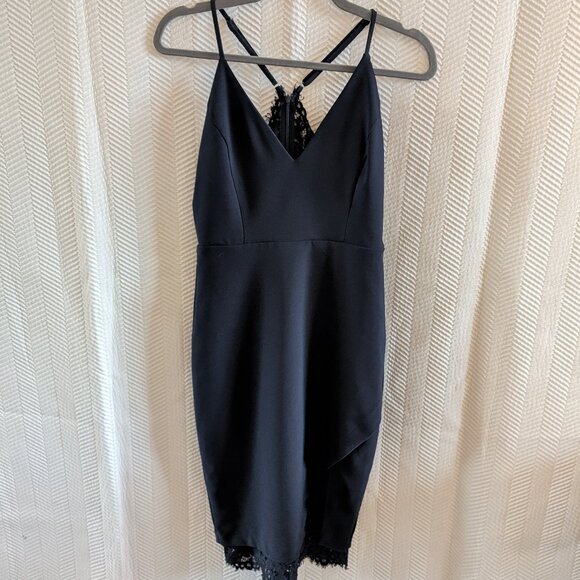 Lock & Key Navy Blue Sleeveless Dress Size M (NWOT) Lace Bodycon Wedding Guest - Picture 4 of 9